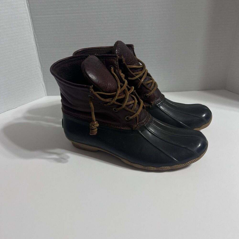 Sperry Top-Sider STS91176 Brown Ankle Saltwater Leather Duck Boots Size W 8.5
